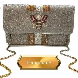 Be Careful Handmade Beaded Clutch